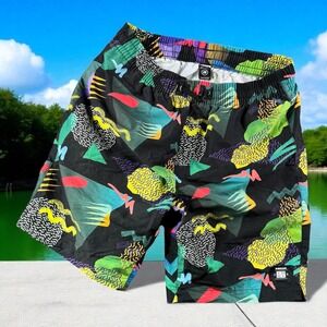 Armada Swim Trunks‎ Men M Shorts Colorful Geometric 90s Hot Tub